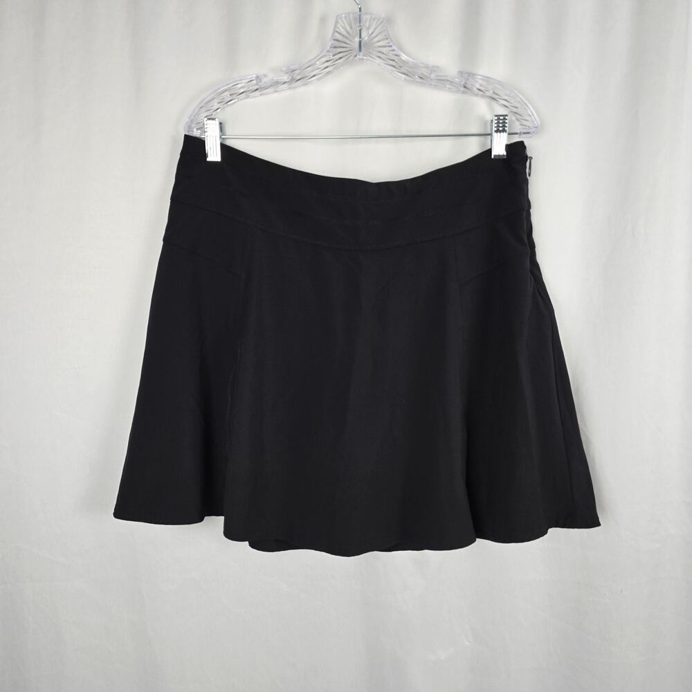 Athleta Tennis Golf Skort Women's 12 Black Stretch Ruffle Zip Close Zip Pockets
